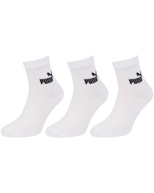 PUMA White 3-Pack Elements Crew Socks for men