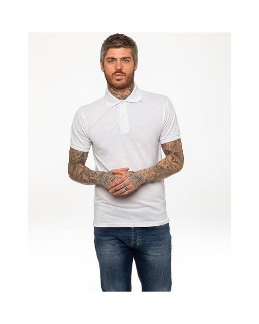 Kruze By Enzo White Short Sleeve Polo Shirts for men