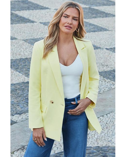 Sosandar Blue Double Breasted Blazer