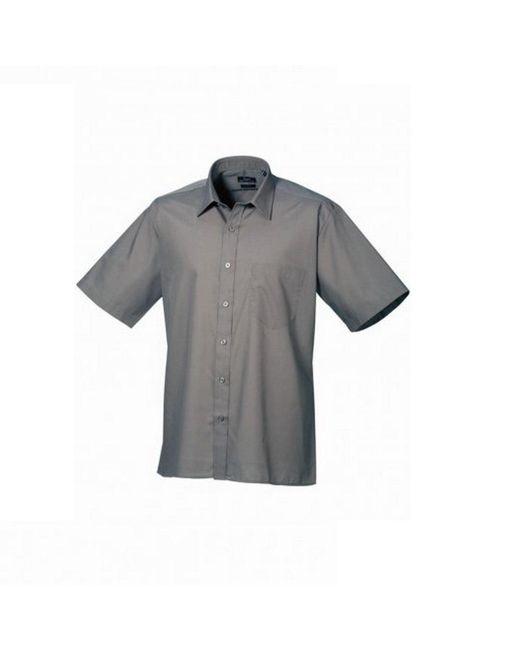 PREMIER Gray Short Sleeve Poplin Shirt (Dark) for men