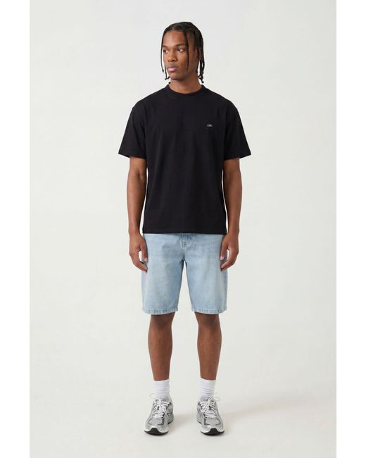 BoohooMAN Blue Oversized Script Floral Printed Washed T-Shirt for men