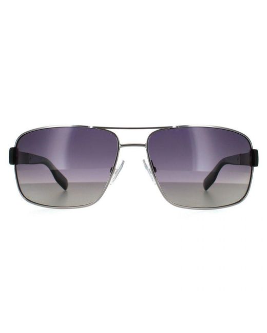 Boss Blue Wrap Ruthenium Gradient Polarized Sunglasses Metal for men