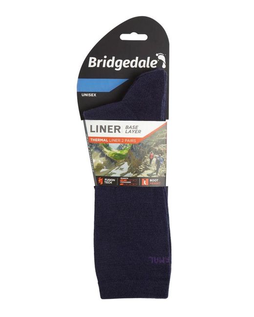 Bridgedale Blue 2 Pack Liner Base Layer Boot Socks