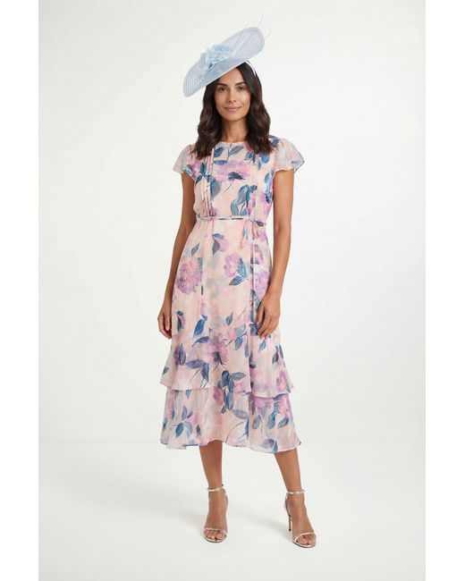 Wallis White Petite Floral Burn Out Pintuck Midi Dress