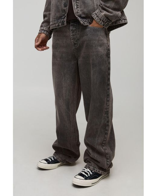 BoohooMAN Black Relaxed Fit Washed Jeans for men