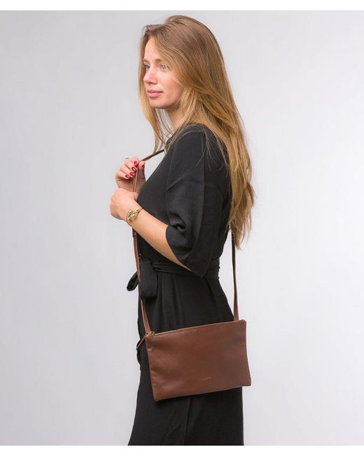 Pure Luxuries Brown 'Anya' Dark Nappa Leather Cross Body Bag