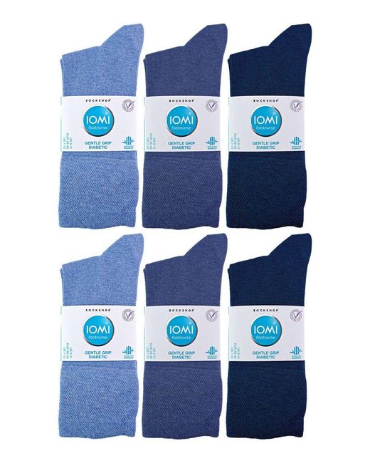 IOMI Blue 12 Pair Multipack Diabetic Bamboo Socks for men