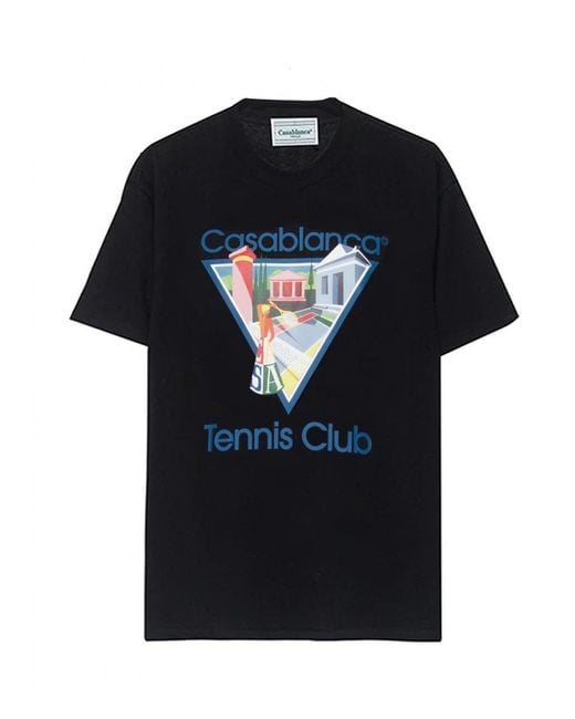 Casablancabrand Tennisclub 'la Joueuse' T-shirt Zwart in het Black voor heren
