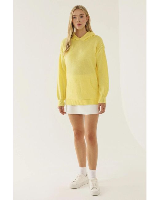 Hiccup Yellow Long Knitwear Sweatshirt With Pocket