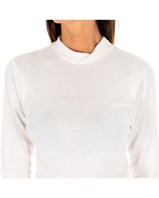 Kisses&Love White Long-Sleeved T-Shirt With Half-High Collar 1625-M