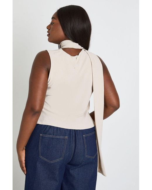 Boohoo Blue Plus Wrap Over Scarf Top