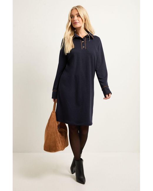 Wallis Blue Petite Ponte Button Shift Dress
