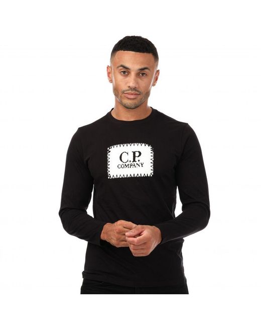 C P Company Black Long Sleeve Large Logo T-shirt for men
