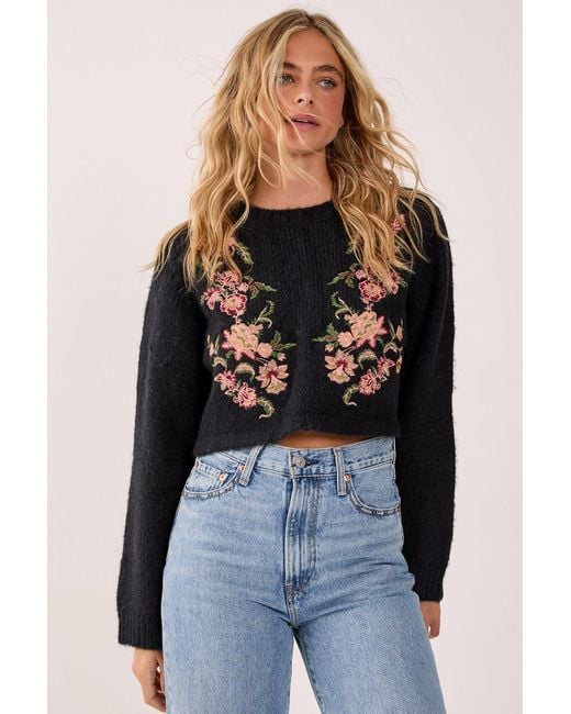 Nasty Gal Knitted Floral Embroidered Jumper in Blue Lyst UK