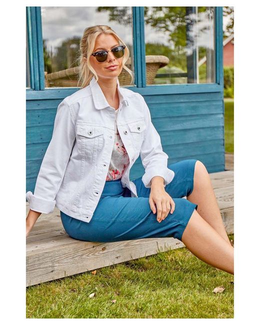 Roman White Classic Cotton Denim Jacket