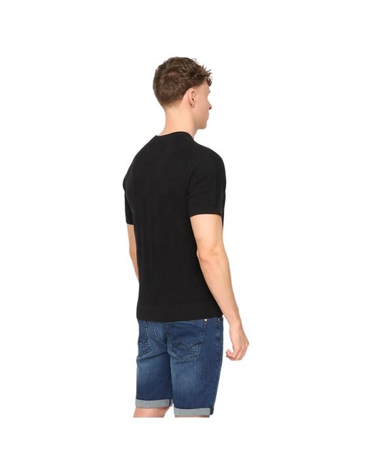 Duck and Cover Black Littleton Knitted T-Shirt Cotton for men