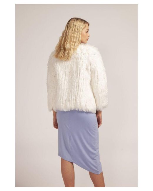 Jayley White Hand Knitted Faux Fur Jacket