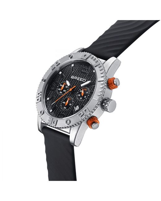Breed Black Double Agent Chronograph Watch With Date for men