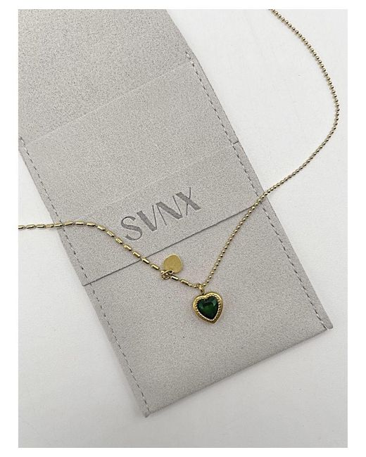 SVNX Gray Emerald Heart Necklace