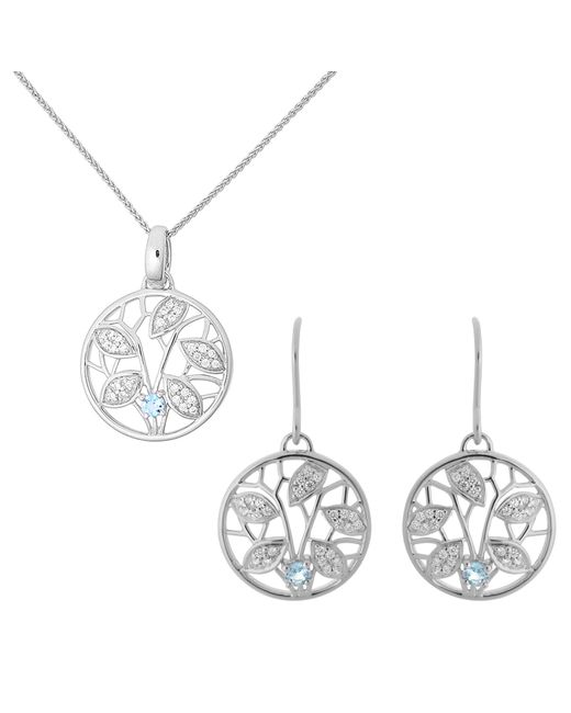Orphelia Metallic 'Oceane' 925 Sterling Set: Chain-Pendant + Earrings