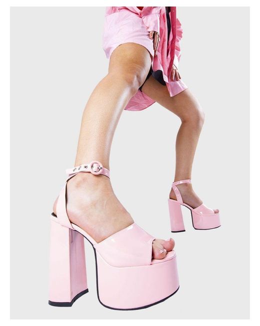Lamoda Pink Platform Sandals All For You Round And Open Toe High Heels With Strap