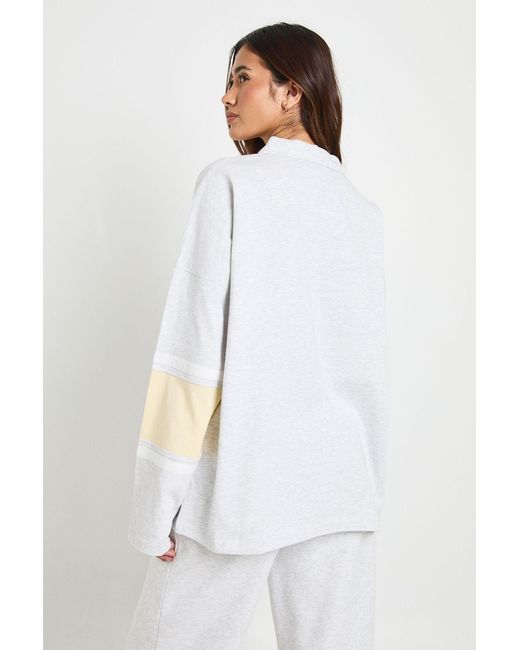 Boohoo White Embroidered Contrast Panel Rugby Top
