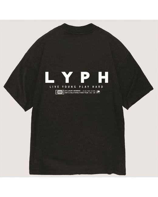 Lyph Black Crew Neck Ribbed Collar Short Sleeve Boyfriend T-Shirt for men