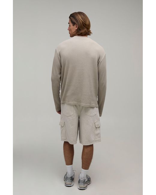 BoohooMAN Gray Parachute Cargo Denim Jorts for men