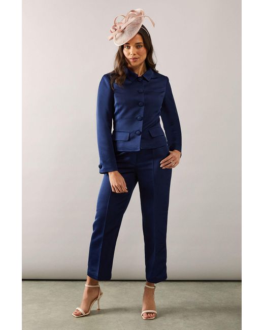 Wallis Blue Petite Tapered Crop Trouser