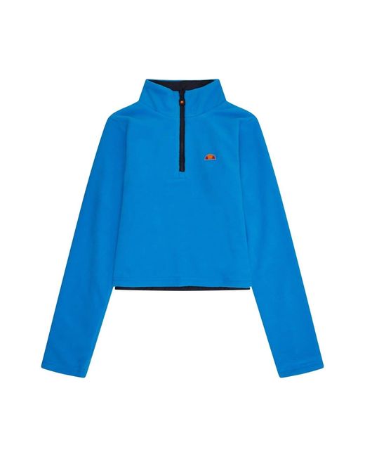 Ellesse Blue Natrlich Solid Patterned Quarter Zipper Fleece Jacket
