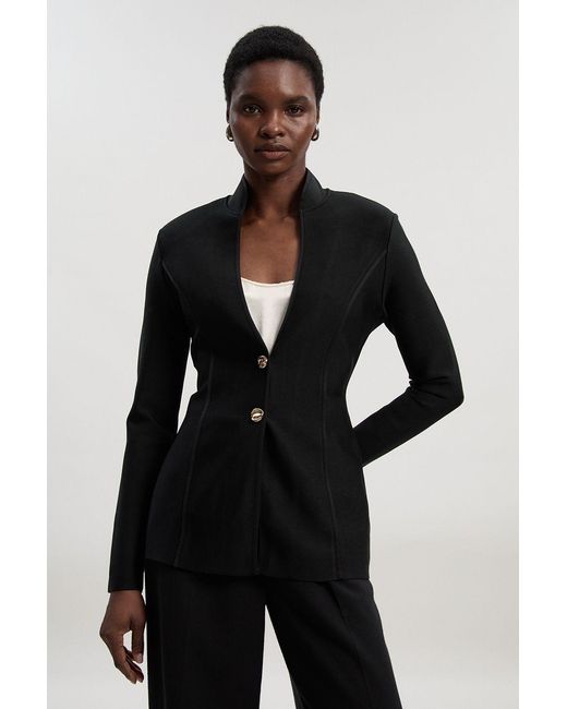 Karen Millen Black Figure Form Bandage Knit Jacket