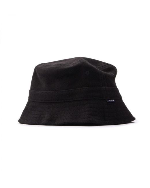 Lacoste Black Embroidered Bob Organic Cotton Buckle Hat for men