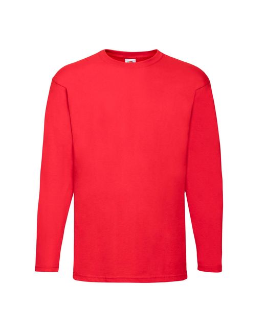 Fruit Of The Loom Red Valueweight Long-Sleeved T-Shirt Cotton for men