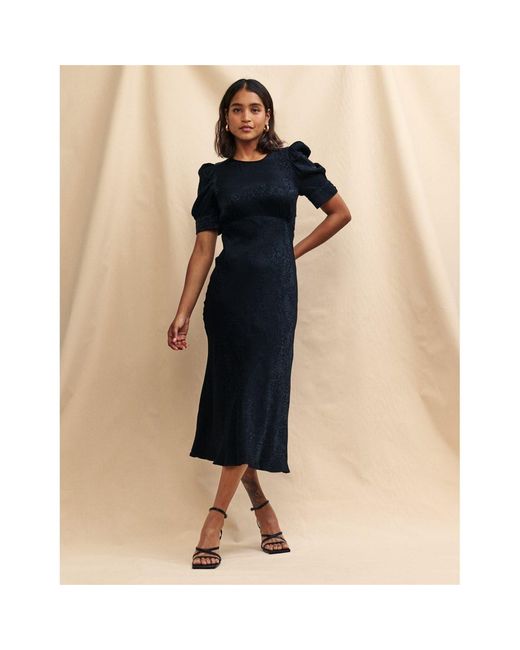 Nobody's Child Blue Nobodys Moira Crew Neck Midi Slip Dress