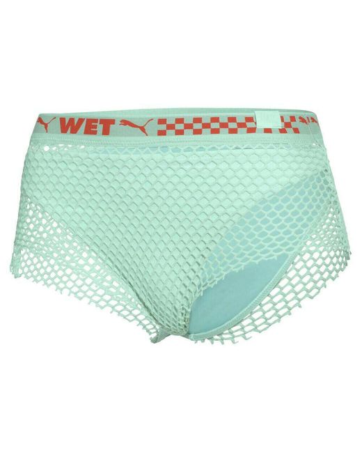 PUMA Green X Rihanna Fenty Mesh-Trimmed Bikini Bottoms Textile