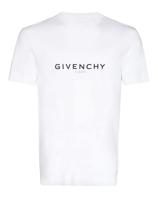 Givenchy White Reverse Paris Logo Print T-Shirt for men
