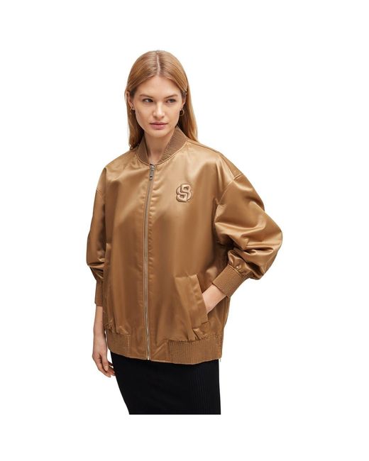 Boss Brown Short Bomber Oversize Jacket