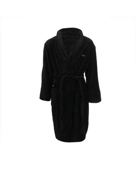 DKNY Black Colts Fleece Robe for men