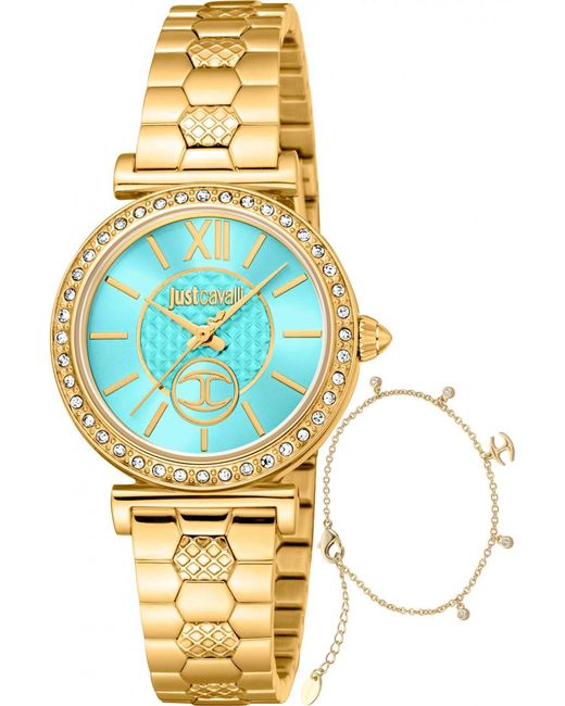 Just Cavalli Metallic Jc1L273M0065 Ladies Varenna Watch And Bracelet Gift Set
