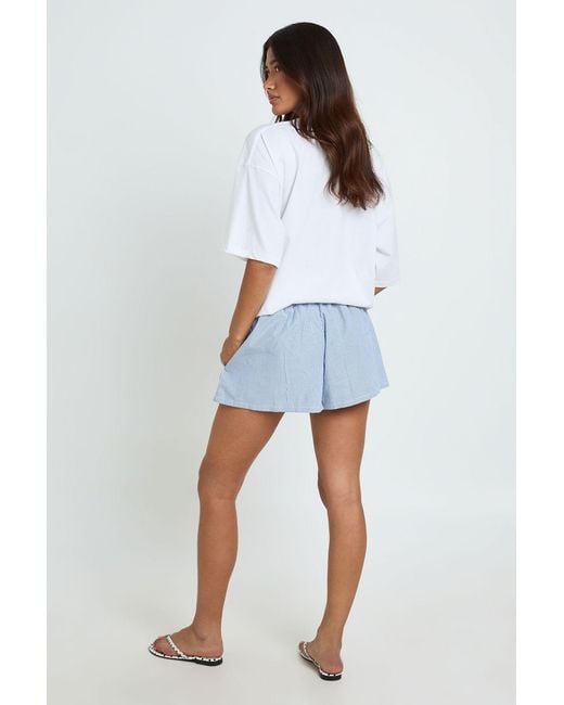 Boohoo White Stripe Elasticated Waist Shorts