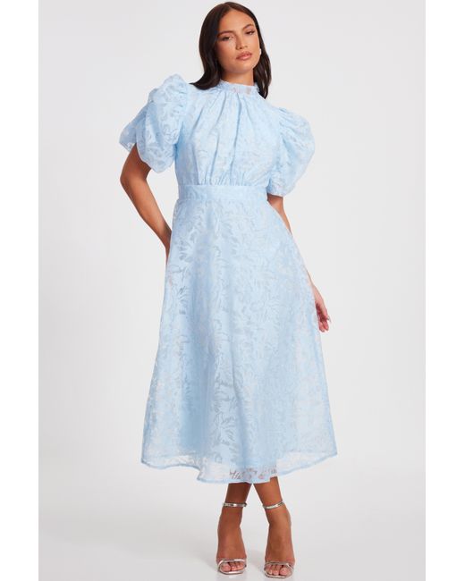 Quiz Blue Chiffon Diamante Midi Dress