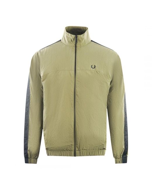 Fred Perry Green Tonal Taped Military Track Jacket Polyamide for men