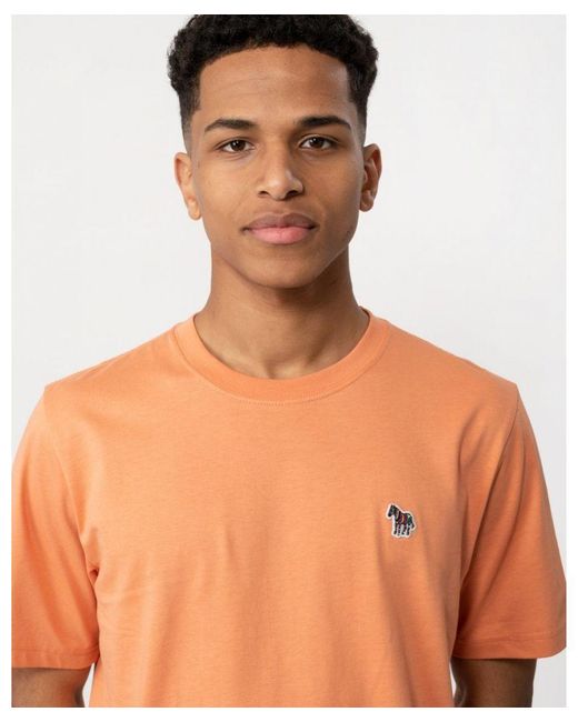 Paul Smith Orange Regular Fit Short Sleeve Zebra Badge T-Shirt for men