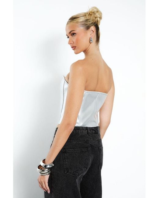 Boohoo White Bandage Zip Front Detail Corset