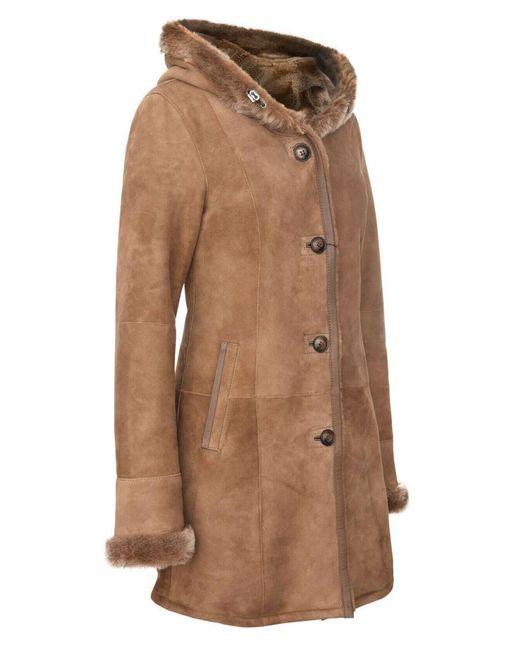Infinity Leather Brown Suede Merino Sheepskin Parka Coat-Tripoli