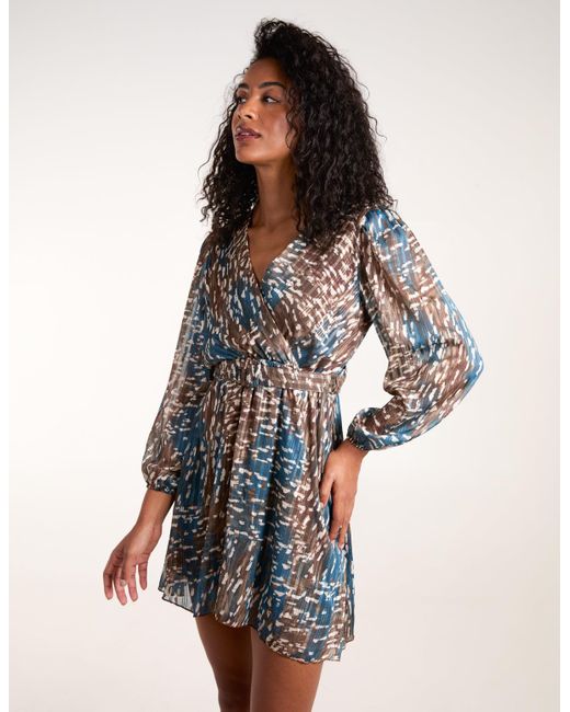 blue vanilla dress Joseph Ribkoff Blue/Vanilla Tropical Print Asymmetrical Dress 252179 —  AfterRetail main image 1