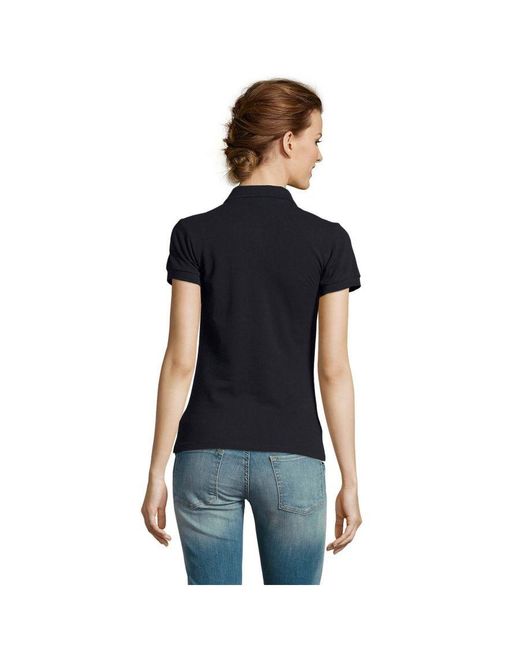 Sol's Blue Ladies People Pique Short Sleeve Cotton Polo Shirt