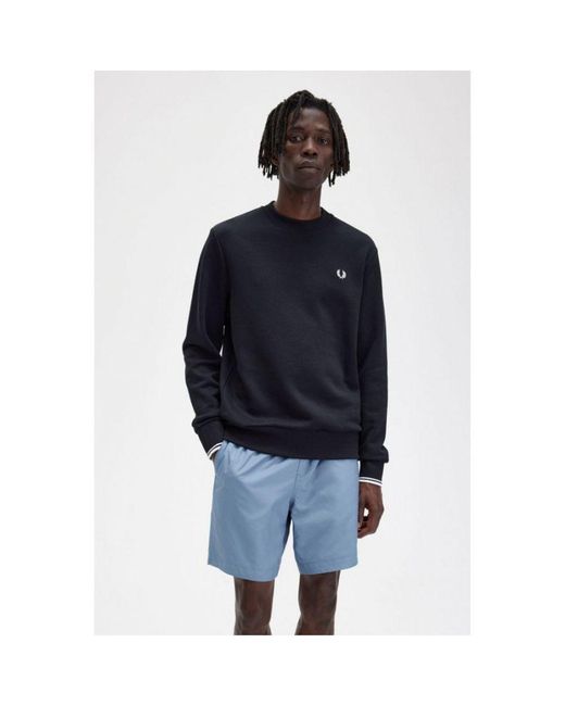 Fred Perry Blue Crew Neck Sweatshirt for men
