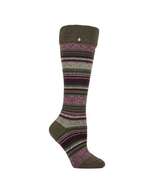 Heat Holders Gray Ladies Thermal Long Wellington Boot Socks With Soft Brushed Lining