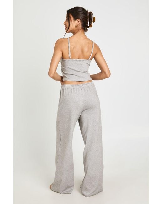 Boohoo White Contrast Rib Cami & Trouser Pyjama Set